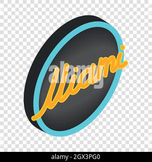 Neon sign Miami isometric icon Stock Vector