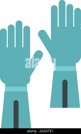 Rubber gloves for hand protection icon, flat style Stock Vector