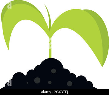 Green seedling in soil icon, flat style Stock Vector