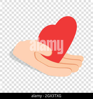Hand holding heart isometric icon Stock Vector