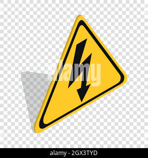 High voltage sign isometric icon Stock Vector