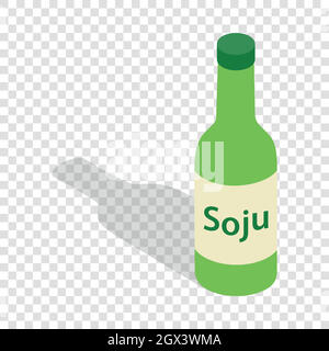 Soy sauce in a bottle isometric icon Stock Vector