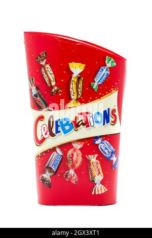 Irvine, Scotland, UK - September, 29, 2021: A box of Mars Confectionary branded chocolates in a plastic recyclable box. Stock Photo