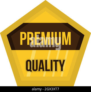 Golden premium quality label icon, flat style Stock Vector