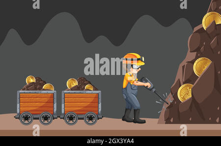 A Mine Worker on White Background Stock Vector