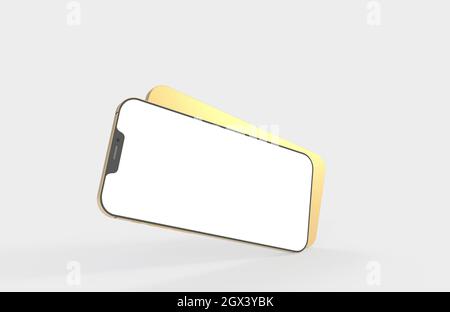 Modern frameless smartphone mockup with copyspace isolated on a white ...