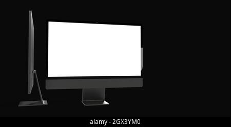 Modern computer monitor mockups with copyspace on the screen isolated on a white background Stock Photo