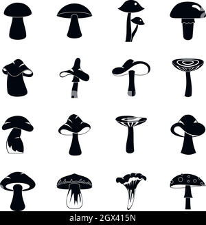 Mushroom icons set, simple style Stock Vector