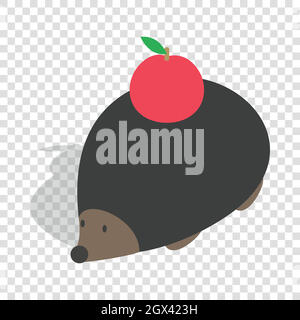 Hedgehog with apple isometric icon Stock Vector