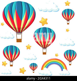 Seamless colorful balloon with rainbow and star pattern Stock Vector