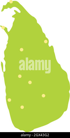 Sri Lanka green map icon, flat style Stock Vector