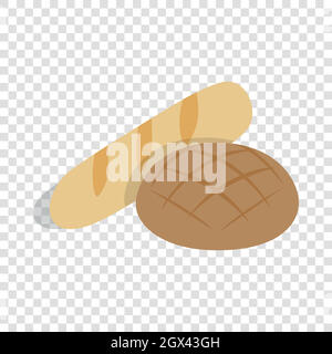 Rye bread and loaf isometric icon Stock Vector