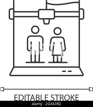 3d printed selfies linear icon Stock Vector