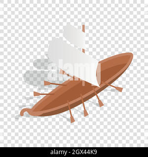 Ship with oars isometric icon Stock Vector
