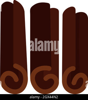 Rolled dry cinnamon icon, flat style Stock Vector