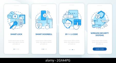 Home automation blue onboarding mobile app page screen Stock Vector