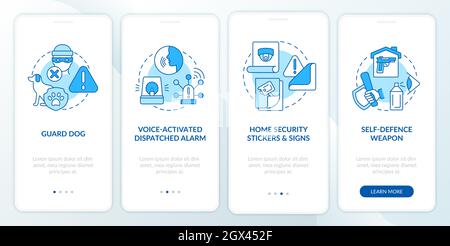 Burglary prevention blue onboarding mobile app page screen Stock Vector