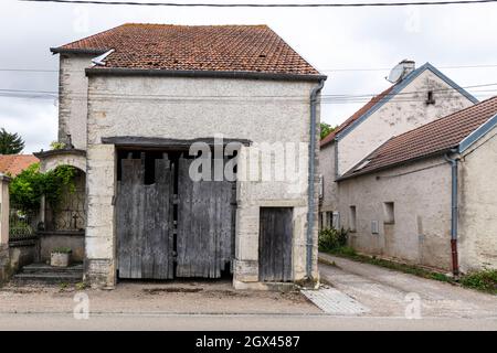 Old Barn doors in Lux, Cote d'Or, France. Stock Photo
