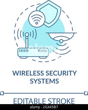 Wireless security systems blue concept icon Stock Vector