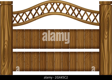 Wooden fence design on white Stock Vector