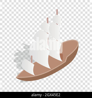 Sailing boat isometric icon Stock Vector