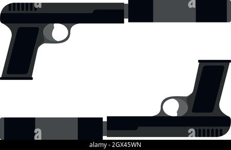Steel revolver icon. Flat illustration of steel revolver vector icon ...