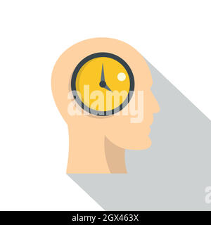 Silhouette of a human head with clock icon Stock Vector