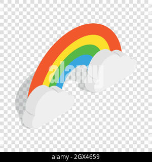Rainbow and clouds isometric icon Stock Vector