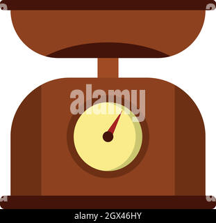 Brown kitchen scales icon, flat style Stock Vector