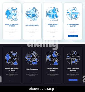 Hypertension causes onboarding mobile app page screen Stock Vector