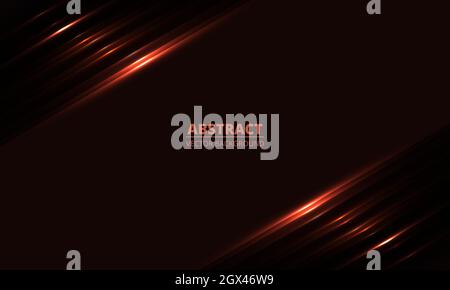 Dark red geometric background with diagonal glowing red light lines and shadows for presentation background design template. Vector illustration Stock Vector