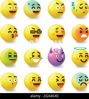 Smile icons set, isometric style Stock Vector