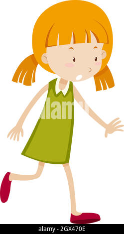 Little girl in green reaching Stock Vector