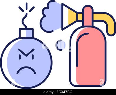 Extinguishing emotions RGB color icon Stock Vector