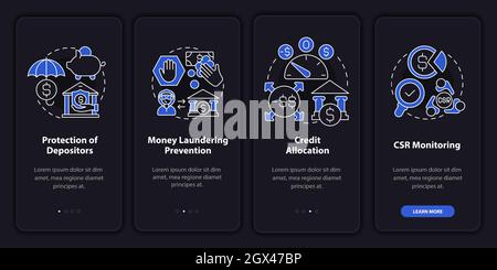 Bank regulation tasks onboarding mobile app page screen Stock Vector ...