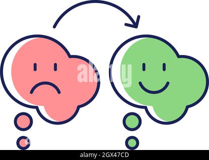 Changing opinion RGB color icon Stock Vector