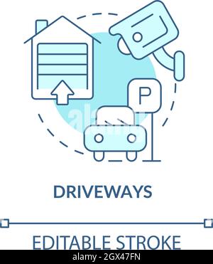 Driveways blue concept icon Stock Vector