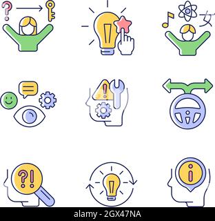 Self development skills RGB color icons set Stock Vector