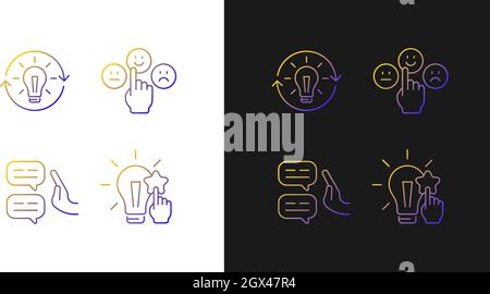 Logical and rational thinking gradient icons set for dark and light mode Stock Vector