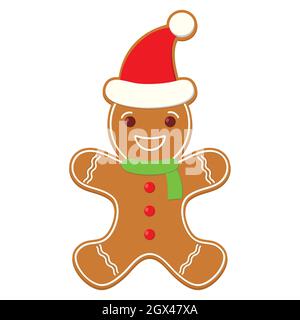 Gingerbread man cookie vector illustration isolated on white background. Stock Vector