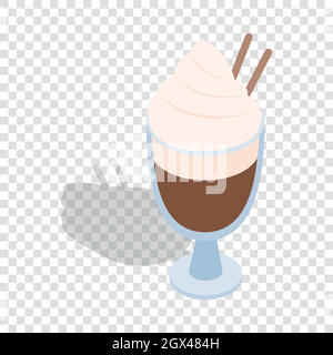 Latte coffee with cinnamon stick isometric icon Stock Vector