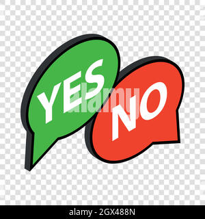 Speech bubble yes no isometric icon Stock Vector
