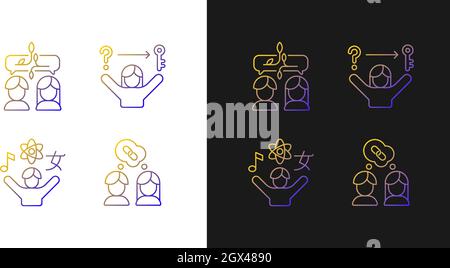 Communication skills gradient icons set for dark and light mode Stock Vector