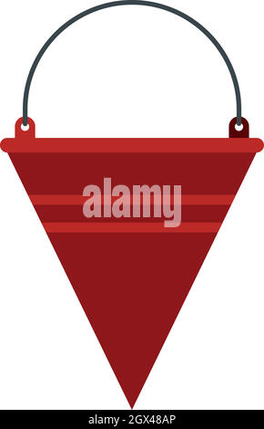 Red fire bucket icon, flat style Stock Vector