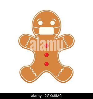 Gingerbread man cookie vector illustration isolated on white background. Stock Vector