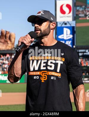 San Francisco, United States. 19th Sep, 2021. San Francisco Giants manager  Gabe Kapler waits in the dugout before a game against the Atlanta Braves at  Oracle Park on Sunday, September 19, 2021