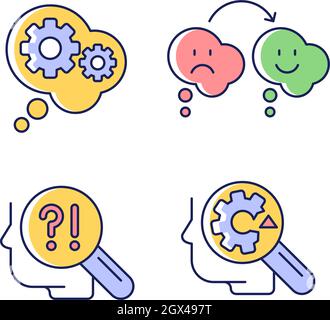 Recognize ones weaknesses RGB color icons set Stock Vector