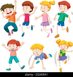 Boys and girls in different actions Stock Vector