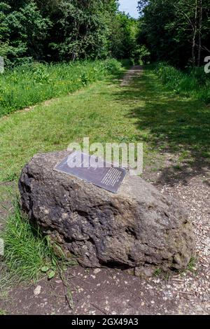 The Meridian Stone marking the Greenwich Meridian in Snipe Dales Country Park, near Hagworthingham, Lincolnshire Stock Photo