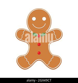 Gingerbread man cookie vector illustration isolated on white background. Stock Vector